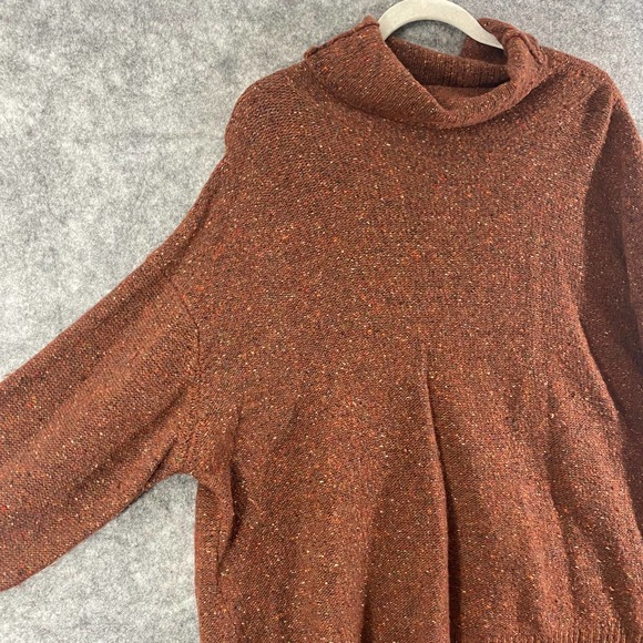 Tibi Sweater Small Terracotta Brown Tweed Knit Oversized Turtleneck Long Sleeve - Picture 5 of 13
